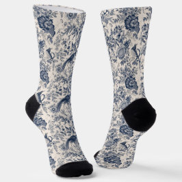 Vintages Französisch Blue Toile Fleurie Socken