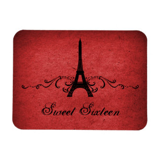 Vintages Französisch Blüh Sweet 16 Magnet, Rot Magnet