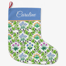 Vintages Französisch-Flora und -Blätter Großer Weihnachtsstrumpf