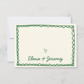 Vintages Französisch in Handschrift, Grüne Illustr RSVP Karte (Rückseite)