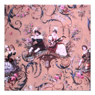 Vintages Französisch Rosa Toile Viktorianische Sti Fotodruck