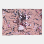 Vintages Französisch Rosa Toile Viktorianische Sti Geschirrtuch (Horizontal)