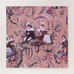Vintages Französisch Rosa Toile Viktorianische Sti Puzzle
