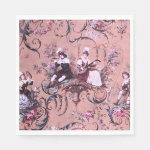 Vintages Französisch Rosa Toile Viktorianische Sti Serviette