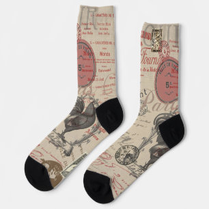 Vintages Französisch Schreiben Paris Rooster-Typog Socken