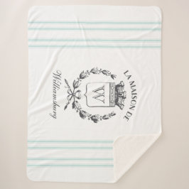 Vintages französisches Aqua-Ticking-Familienwappen Sherpadecke