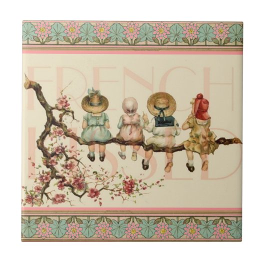 Vintages französisches Bestes Freund Fliese (Vorderseite)