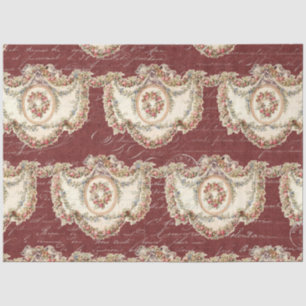 Vintages französisches Blumengarland Burgundy Deco Seidenpapier