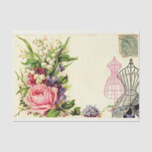 Vintages französisches Blumenkleid bildet Seidenpapier
