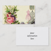 Vintages französisches Blumenkleid bildet Visitenkarte (Vorne/Hinten)