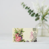 Vintages französisches Blumenkleid bildet Visitenkarte (Stehend Vorderseite)