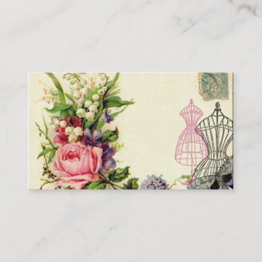 Vintages französisches Blumenkleid bildet Visitenkarte (Vorderseite)