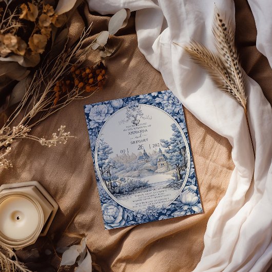 Vintages Französisches Blumenmuseum Einladung