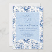 Vintages Französisches Blumentoilblau Brautparty Einladung (Vorderseite)