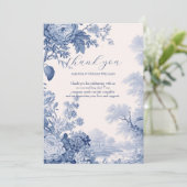 Vintages Französisches Blumentoilblau Dankeskarte (Stehend Vorderseite)