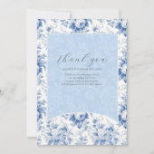 Vintages Französisches Blumentoilblau Dankeskarte (Vorderseite)