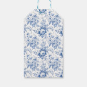 Vintages Französisches Blumentoilblau Geschenkanhänger (Rückseite)