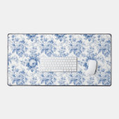 Vintages Französisches Blumentoilblau Schreibtischunterlage (Tastatur & Maus)