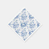 Vintages Französisches Blumentoilblau Serviette (Ecke)