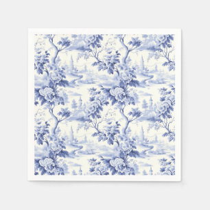 Vintages Französisches Blumentoilblau Serviette