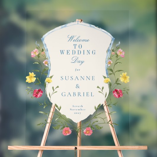 Vintages französisches Blumenzitat Begrüßung Akron Acrylschild (Neutral)