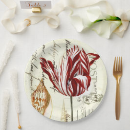 Vintages Französisches Botanisches Tulips Parco Ci Pappteller