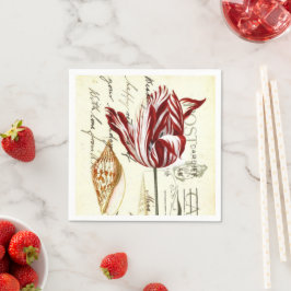 Vintages Französisches Botanisches Tulips Parco Ci Serviette