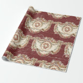 Vintages französisches Burgund-Blumengarland-Dekou Geschenkpapier (Ungerollt)