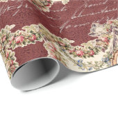 Vintages französisches Burgund-Blumengarland-Dekou Geschenkpapier (Rolleneckpunkt)