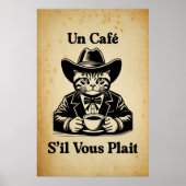 Vintages französisches Café Cat Cowboy Coffee Art  Poster (Vorne)