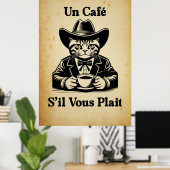 Vintages französisches Café Cat Cowboy Coffee Art Poster (Heimbüro)