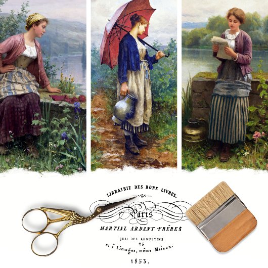 Vintages französisches Dekoupage Wrapping Paper Geschenkpapier Set