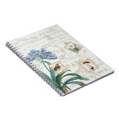 Vintages französisches Drehbuch Blume Bird Mushroo Notizblock (Rechte Seite)