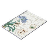 Vintages französisches Drehbuch Blume Bird Mushroo Notizblock (Linke Seite)