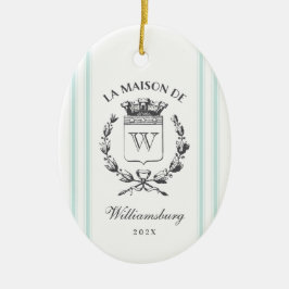 Vintages französisches Familienwappen Aqua Ticino Keramik Ornament