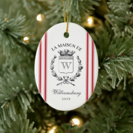 Vintages französisches Familienwappen Rotkörbchen Keramik Ornament