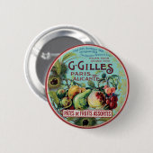 Vintages französisches Fruchtlabel Button (Vorne & Hinten)