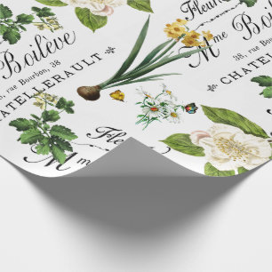 Vintages französisches Frühjahrs-Blume Geschenkpapier