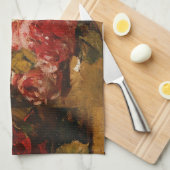 Vintages Französisches Georges Jeannin Rose III Geschirrtuch (Viertel Falte)