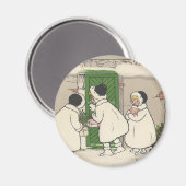 Vintages französisches Geschenk Girls Weihnachtsma Magnet (Vorderseite/Rückseite)
