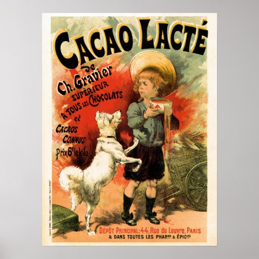 Vintages französisches heißes Schokoladengetränk Poster (Vorne)