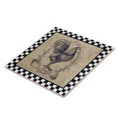 Vintages französisches Hühnchen an der Tafel Fliese (Seite)