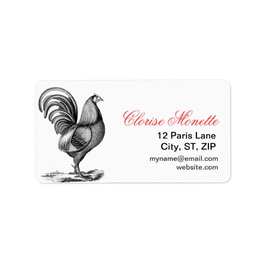 Vintages französisches Illustriertes Roster-Label Adressaufkleber (Vorne)