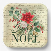 Vintages französisches Joyeux-Weihnachten Pappteller (Vorderseite)