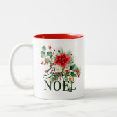 Vintages französisches Joyeux-Weihnachten Zweifarbige Tasse (Links)