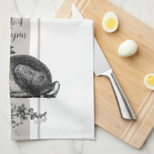 Vintages französisches Kaninchen mit graufranzösis Geschirrtuch (Viertel Falte)