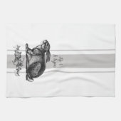 Vintages französisches Kaninchen mit graufranzösis Geschirrtuch (Horizontal)