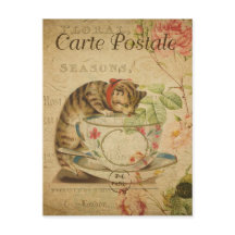 Vintages Französisches Katzen trinken aus Tea Cup