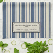 Vintages französisches Label für blaue und cremefa Geschirrtuch (Gefaltet)