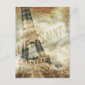 Vintages französisches Label und Eiffelturm Postkarte (Vorderseite)